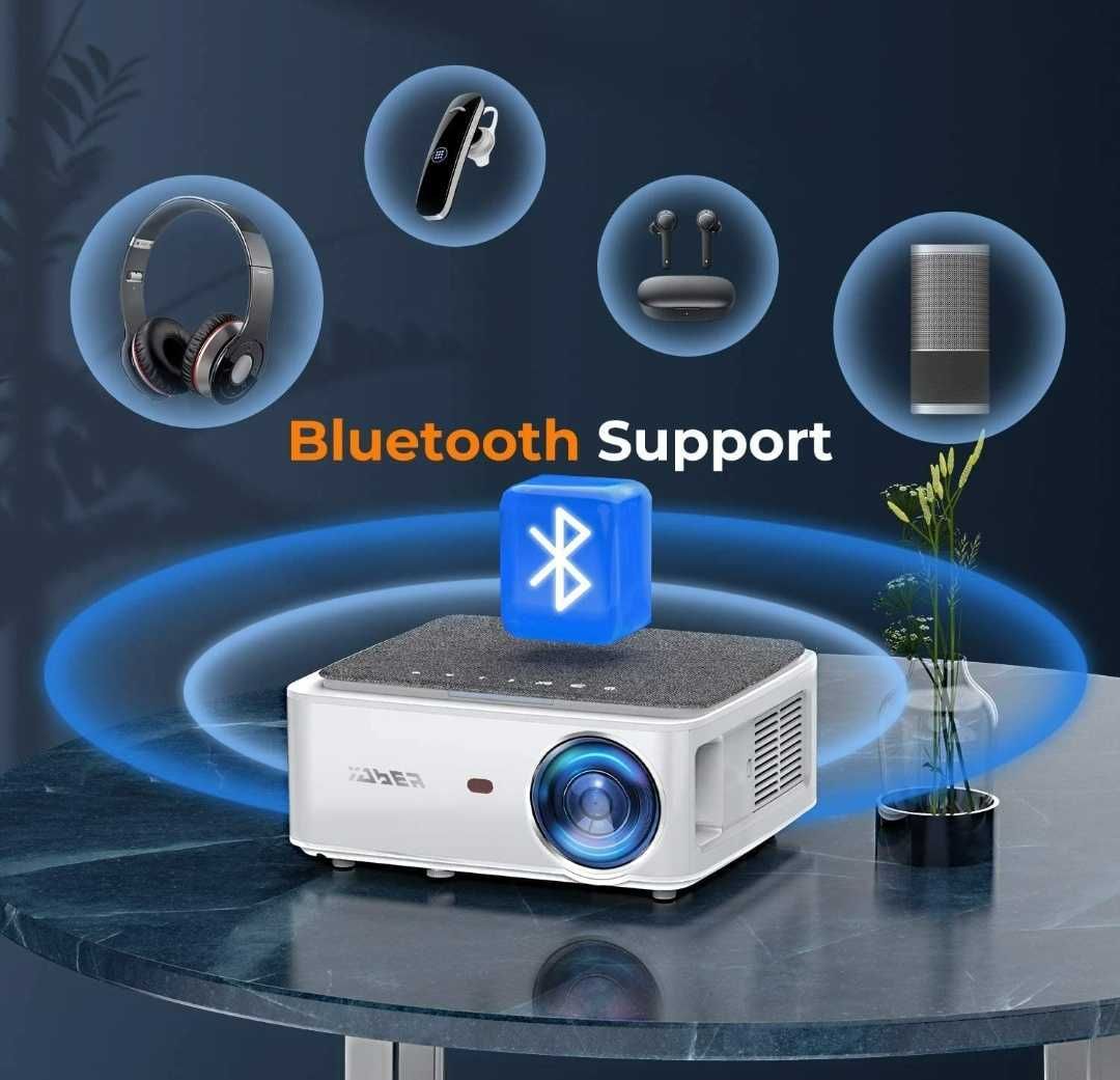 Projetor led 9500 lumens + WiFi + bluetooth + Keystone 4D + 1080p / 4K