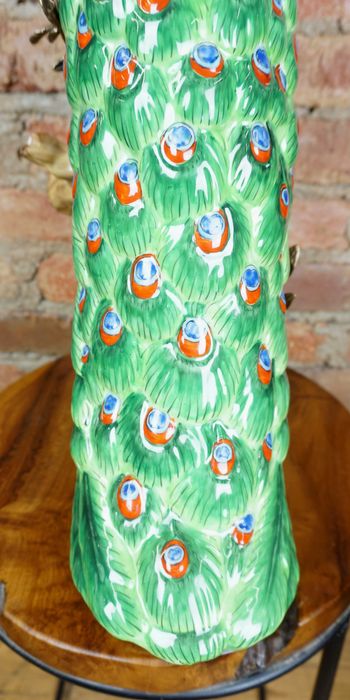 DOSTOJNY paw duża figura porcelanowa okuta brązem wys65cm