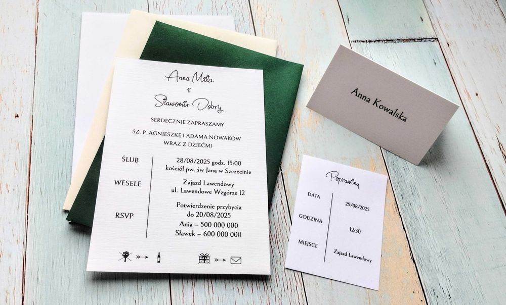 Zaproszenie ślubne proste minimalistyczne