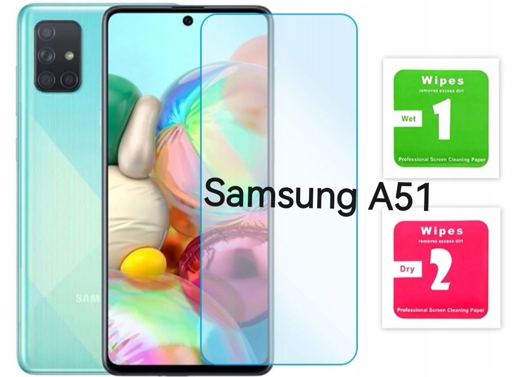 Samsung A51 etui czarny karbon i folia hydrożelowa fajny zestaw.