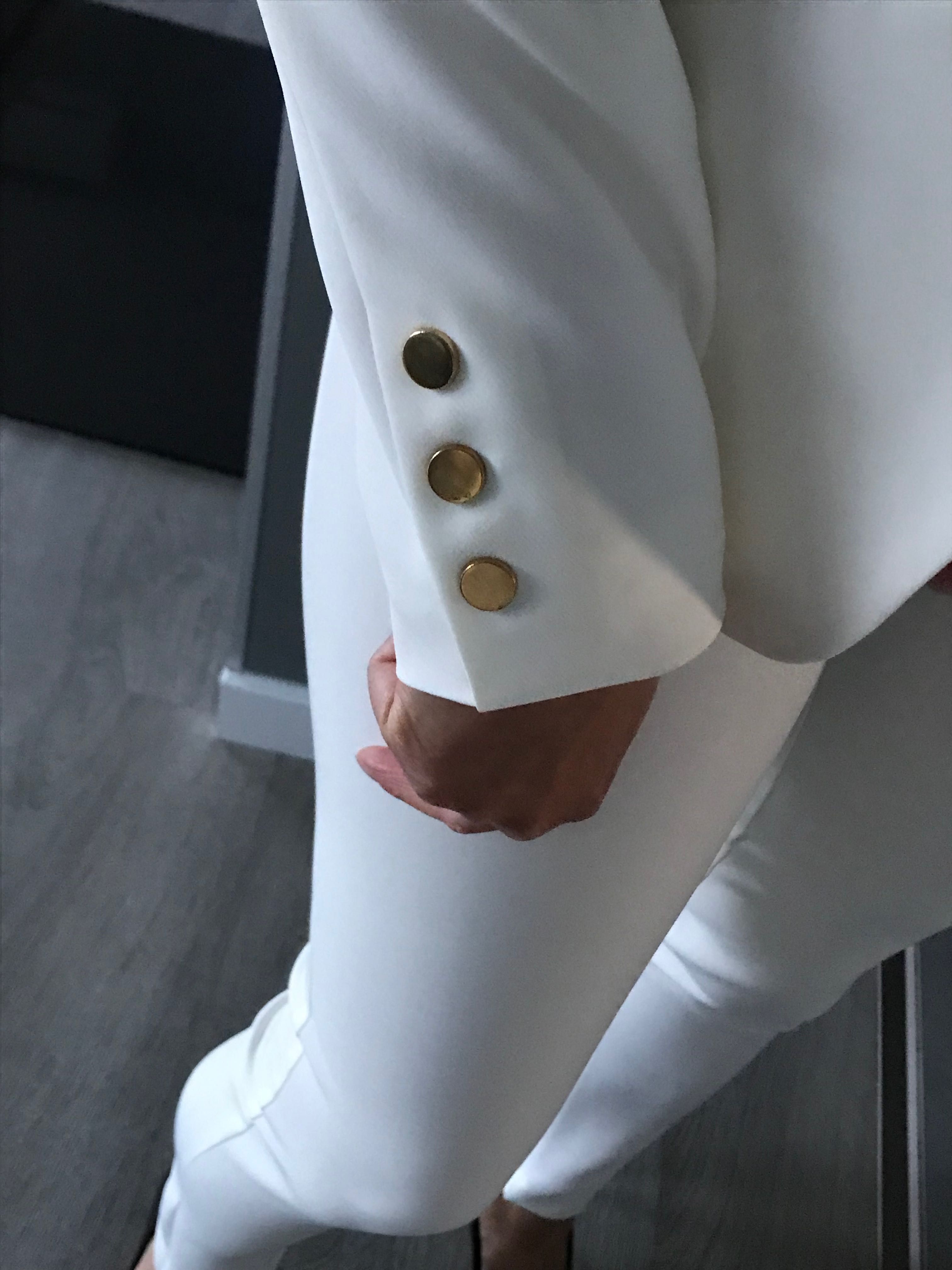 Marynarka + spodnie. Elegancki Biały komplet. Rozmiar 36