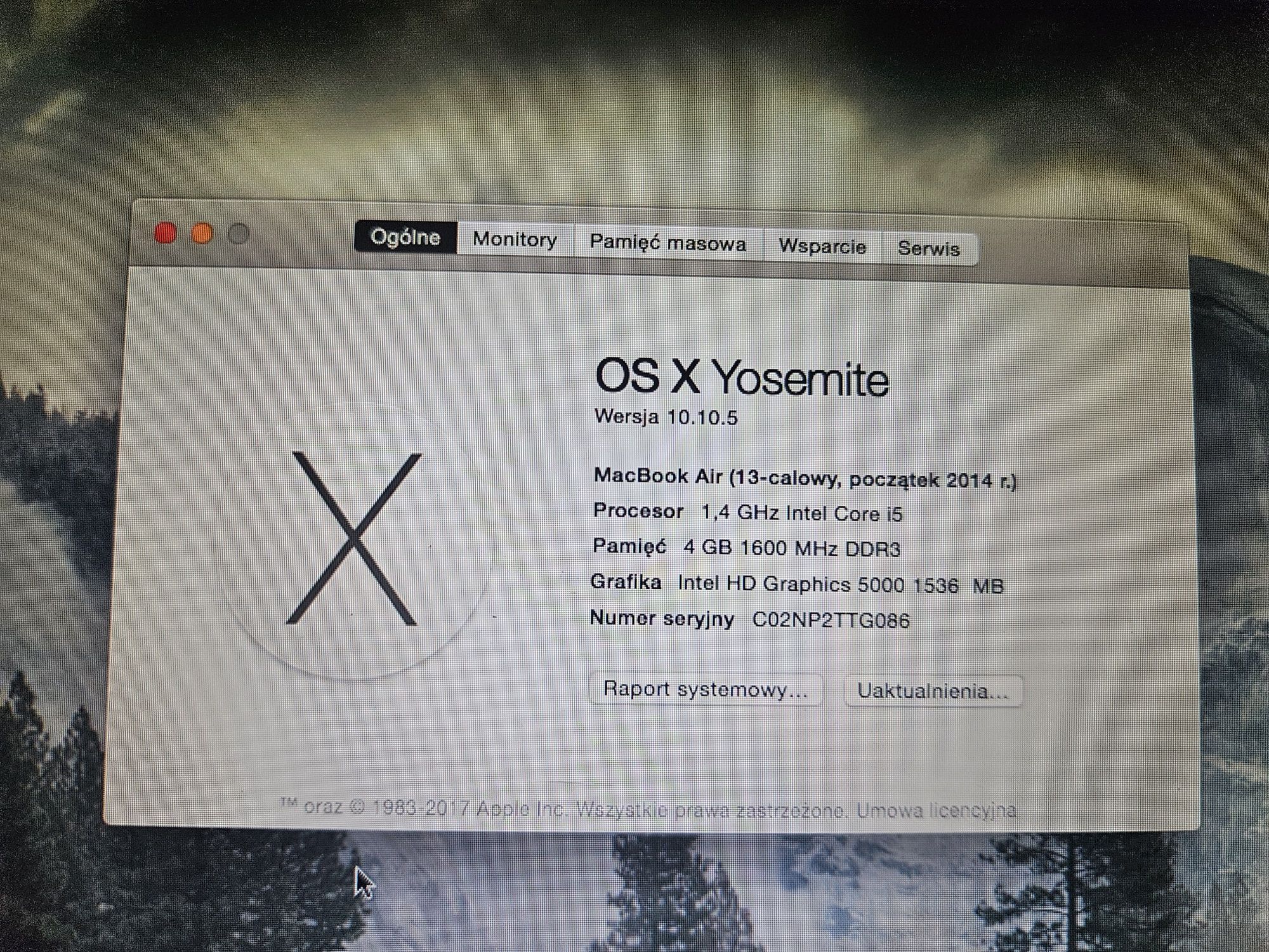 Macbook air 13 cali 2014 rok