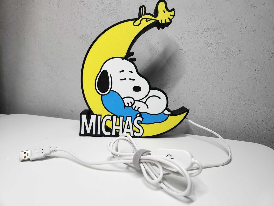 Lampka LED dla dzieci personalizowana – Snoopy, Peanuts - TWOJE IMIE