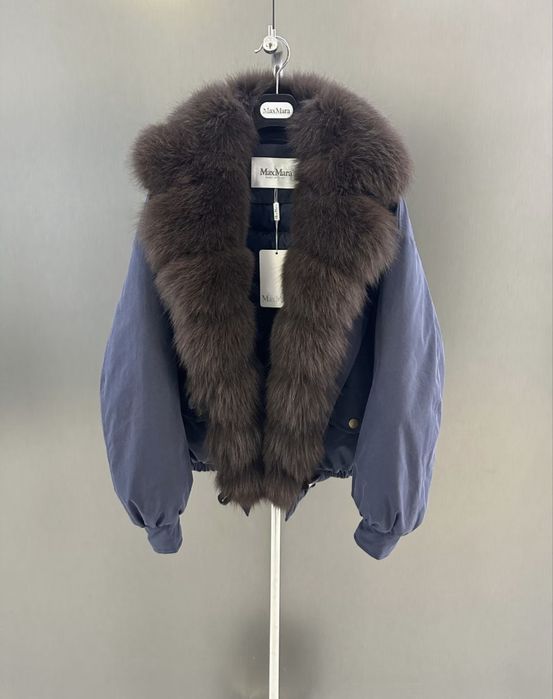 Max Mara бомбер с натуральным песцом.куртка бомбер с мехом.Luxe