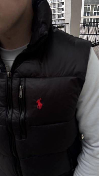 Пухова жилетка polo ralph lauren безрукавка чорна black мужская ральф