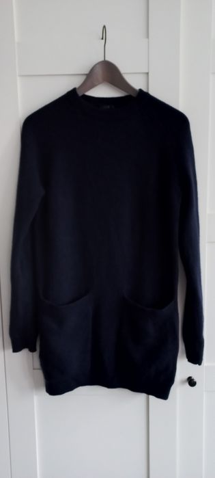 COS Granatowy sweter XS 34 wełniany wełna kaszmir długi ciepły