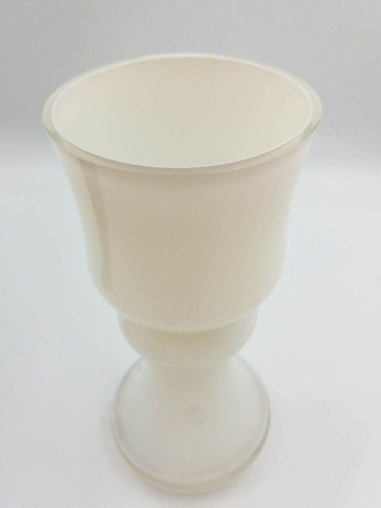 Duży ładny biały szklany wazon Ludwika Fiedorowicza
