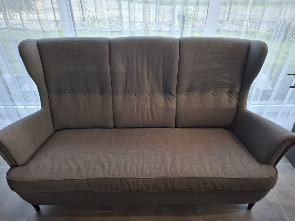 Zestaw Ikea Strandmon, sofa, uszaki, podnóżek