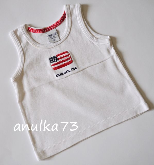 Dwie firmowe amerykańskie koszulki z flagą OshKosh z USA 3 lata 92/98