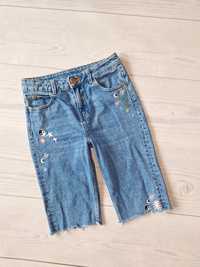 Бриджі джинсові з вишивкою на 9-10 років