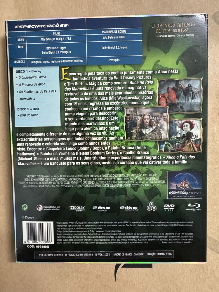DVD Alice no Pais das Maravilhas