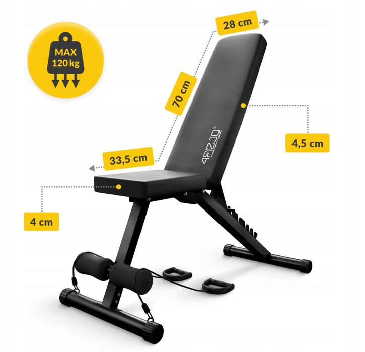 Ławka Ławeczka Treningowa do Ćwiczeń Regulowana Składana Prosta Skośna