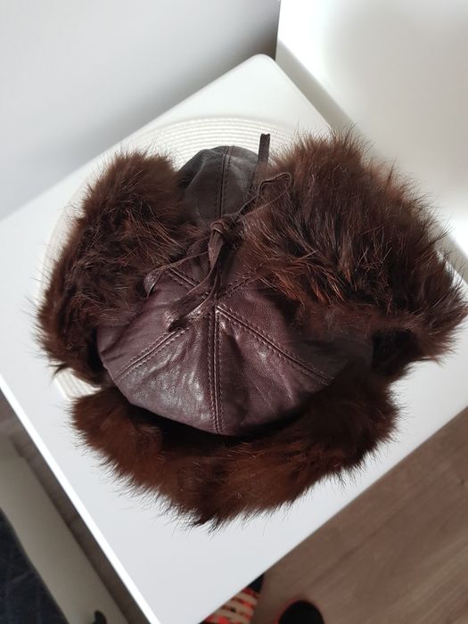 KARIBU czapka pilotka uszanka skóra lis