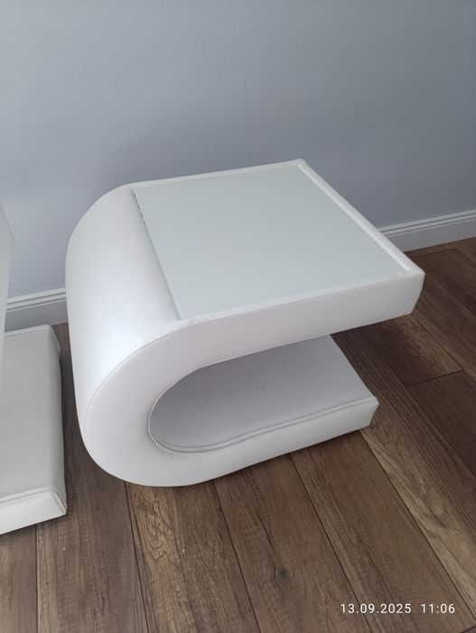 Stolik nocny tapicerowany biały 2 szt