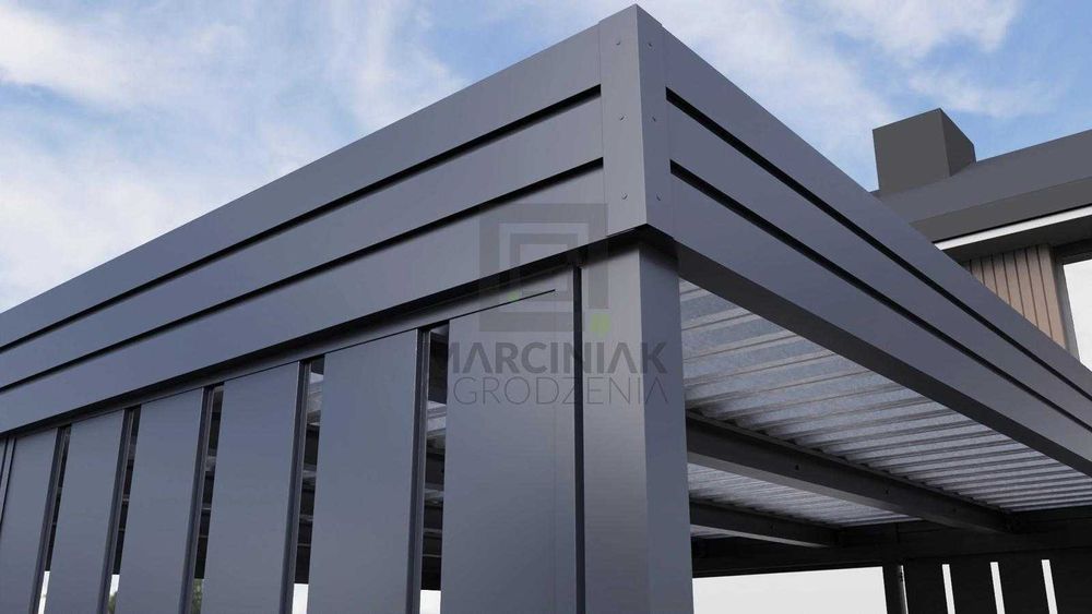 Wiata garażowa na 2 auta 5,5x5,5 Modern+ Pion(stwórz wiatę u nas w 3D)