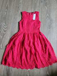 Nowa sukienka czerwona koronką 164