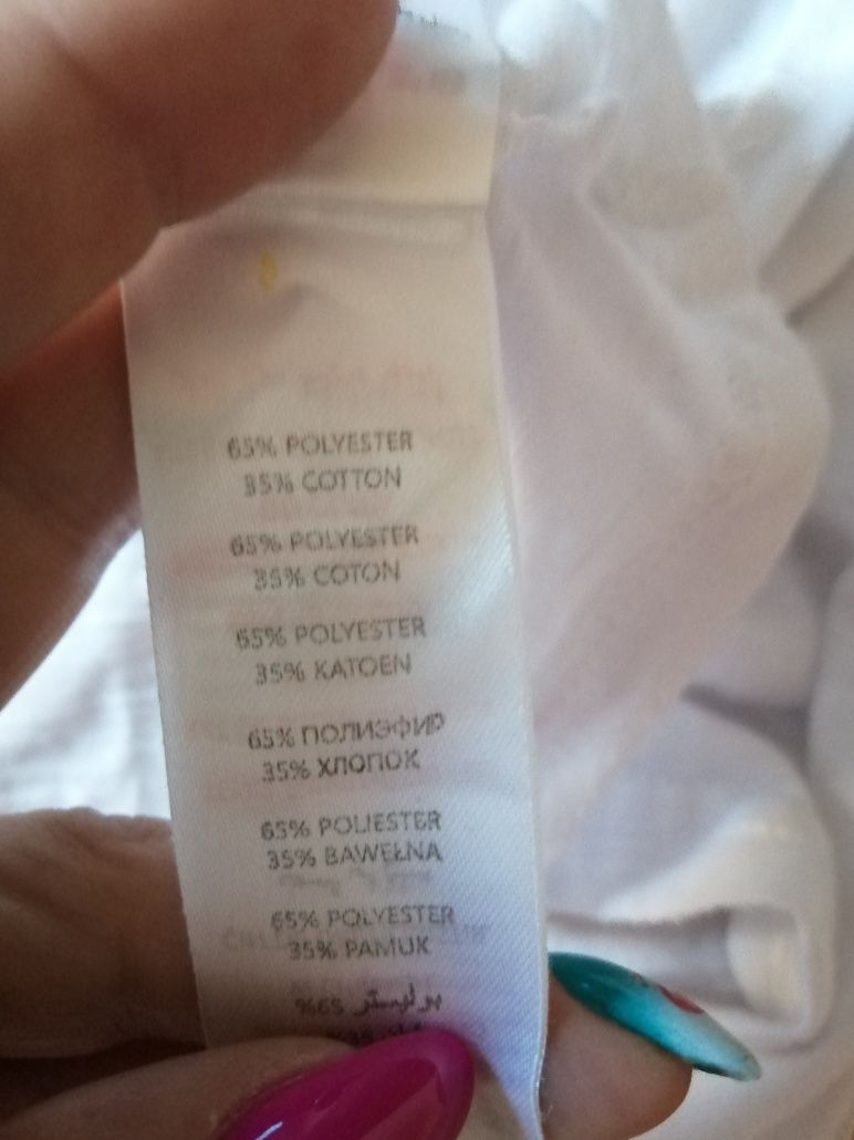 ŁADNA duża Bluzka z gipiurą z krótkim rękawem XXXL