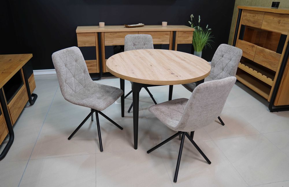 (14SI) Stół okrągły rozkładany + 4 krzesła, nowe 1199 zł