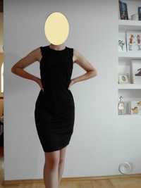czarna sukienka S/M z H&M, mała czarna, wstawki z koronki
