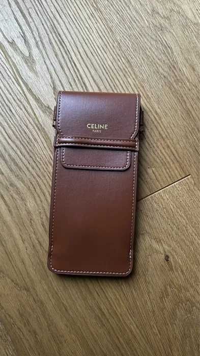 etui celine case torebka brązowa złota pasek długi