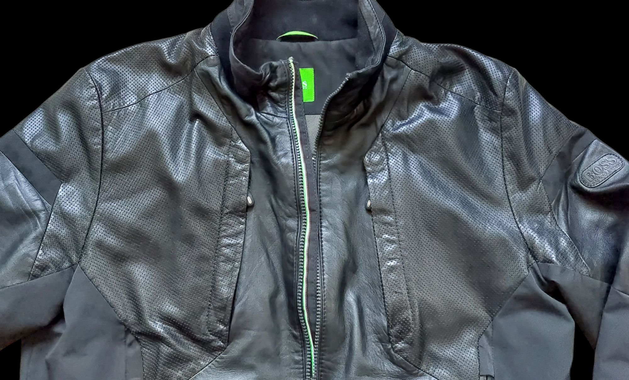 Hugo Boss nowa kurtka skórzana męska hybrydowa lekko ocieplana r. XL