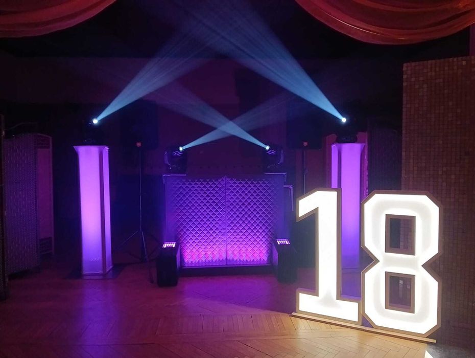 Wynajem dekoracji świecące cyfry 18;20;25;30;40;50;60 ścianka do zdjęć