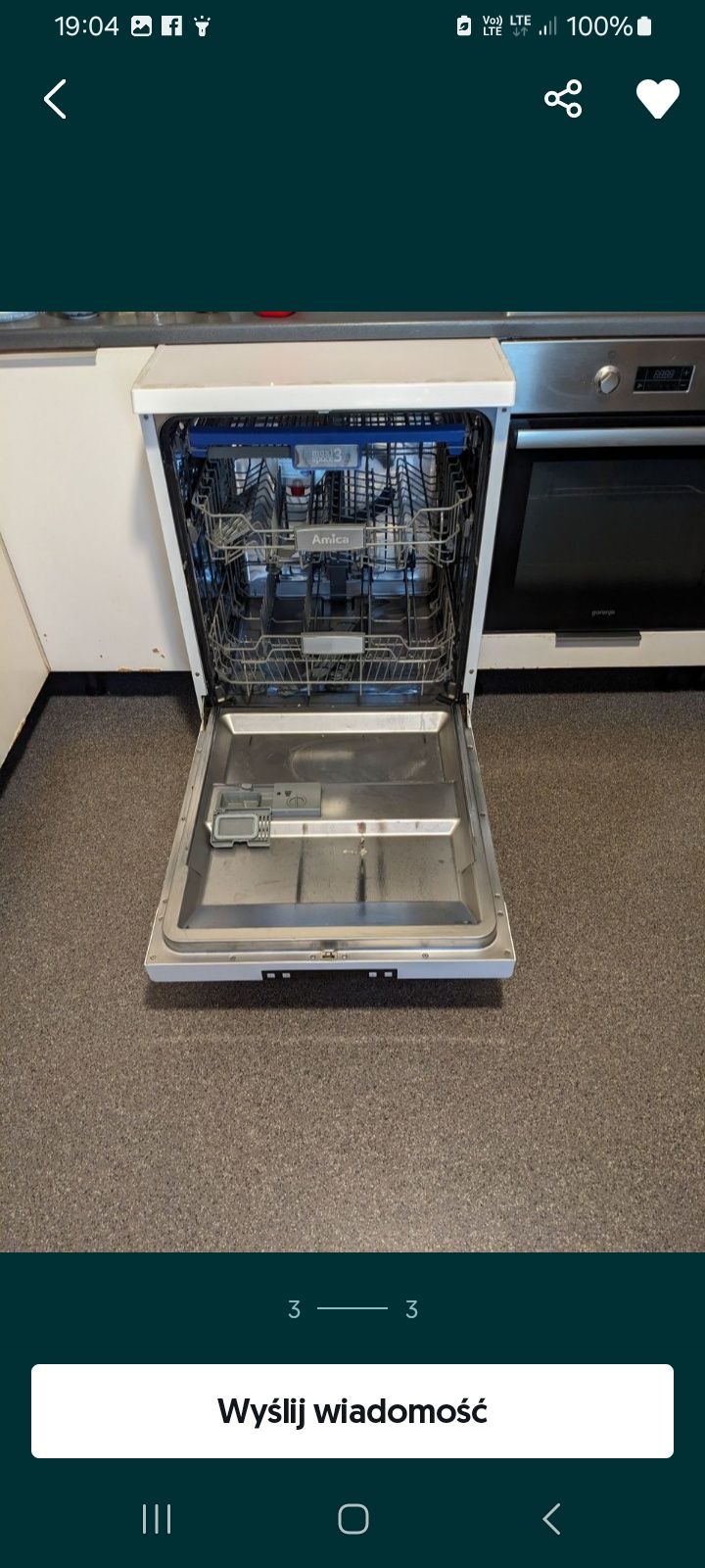 Super zadbana sprawna zmywarka Amica Szerokość 60cm