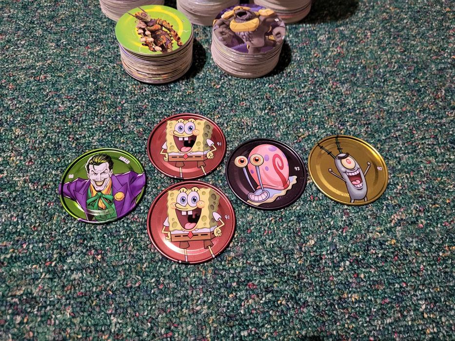 Kolekcja 203 tazosy tazos żetony Chipicao Minionki SpongeBob DC Comics