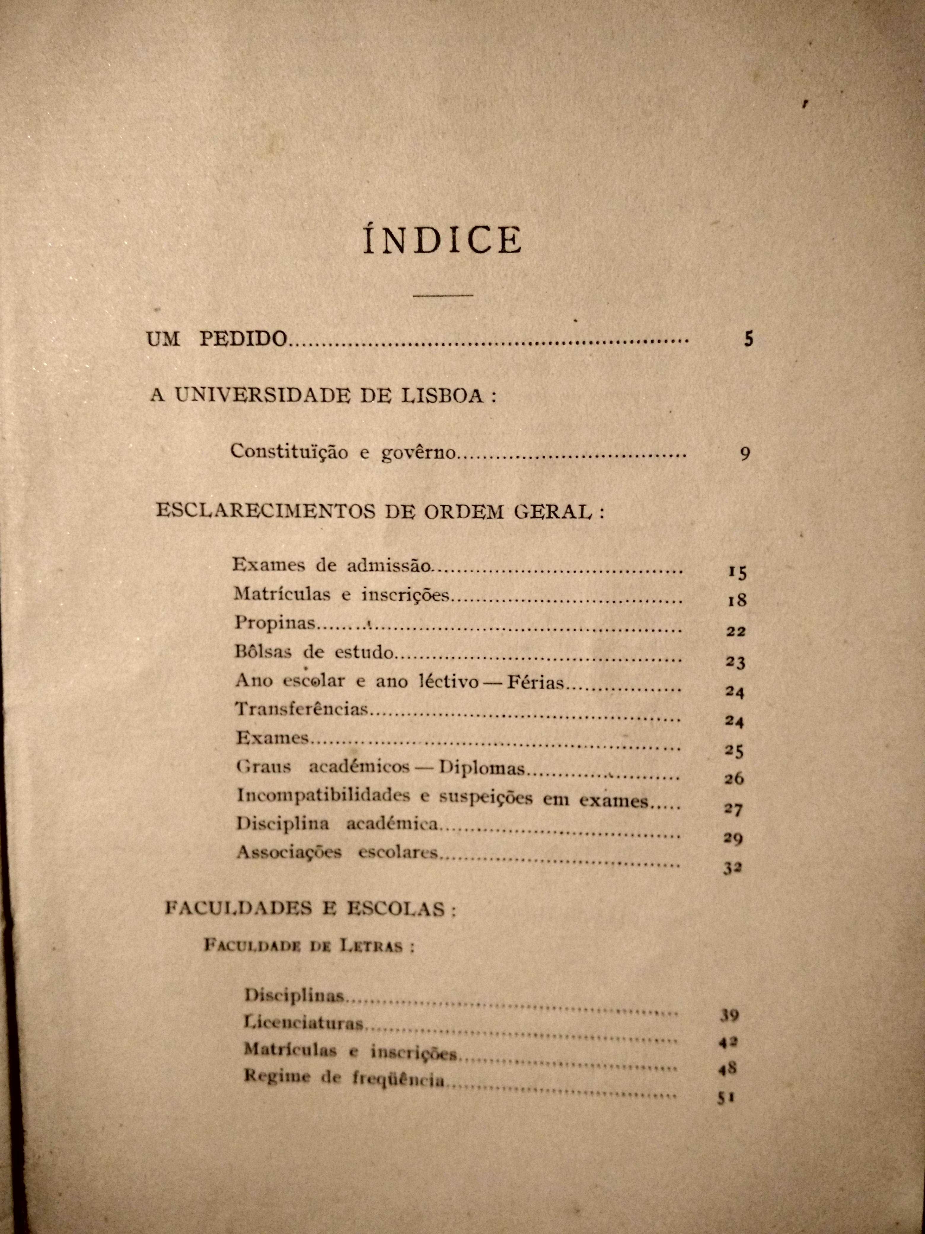 GUIA PRÁTICO DO ESTUDANTE - Universidade de Lisboa - Ano de 1933