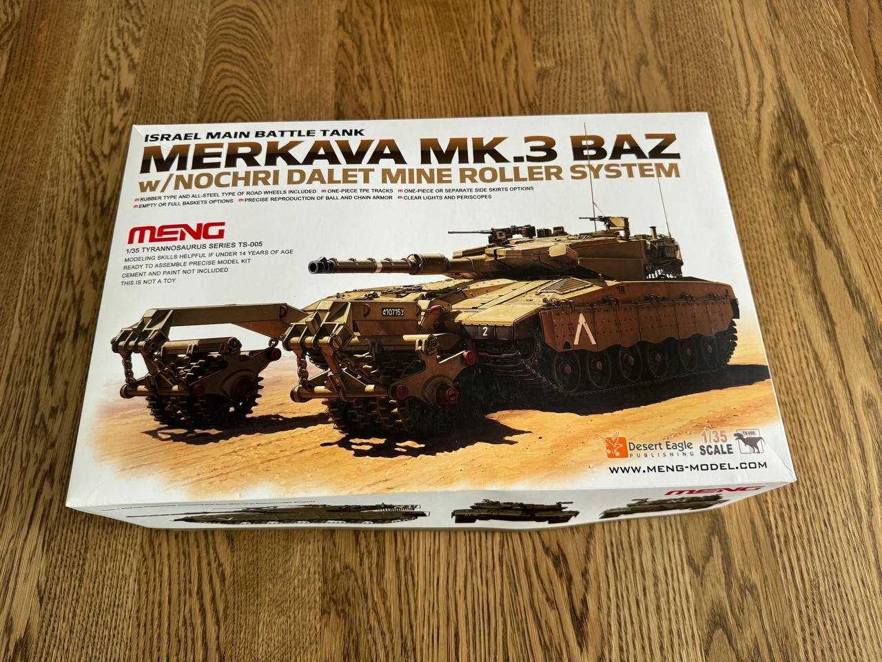 Збірна модель танка Merkava Mk 3 BAZ з мінним тралом MENG 1/35