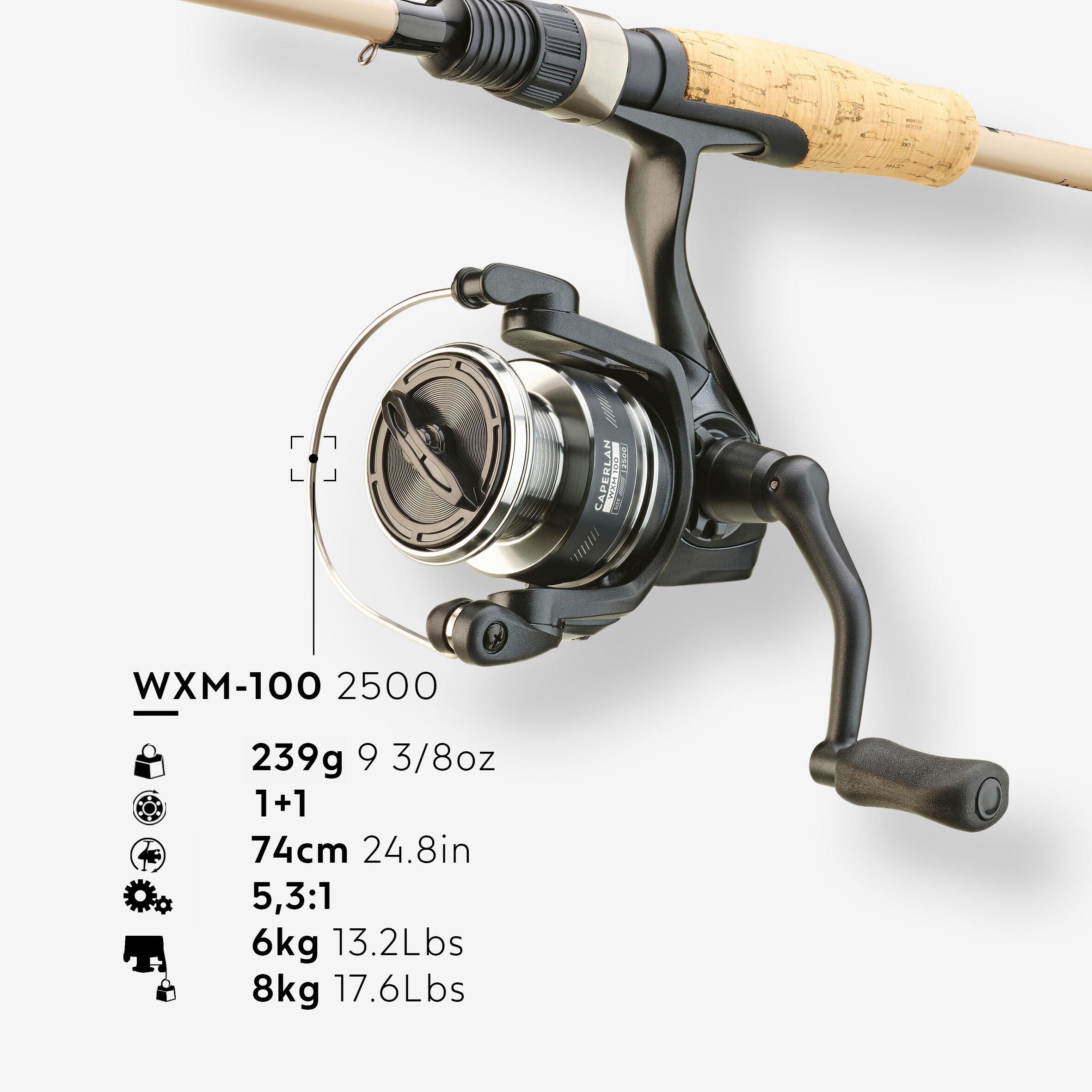 Cana de Pesca e Carreto Pesca com Amostra WXM 100 Spinning