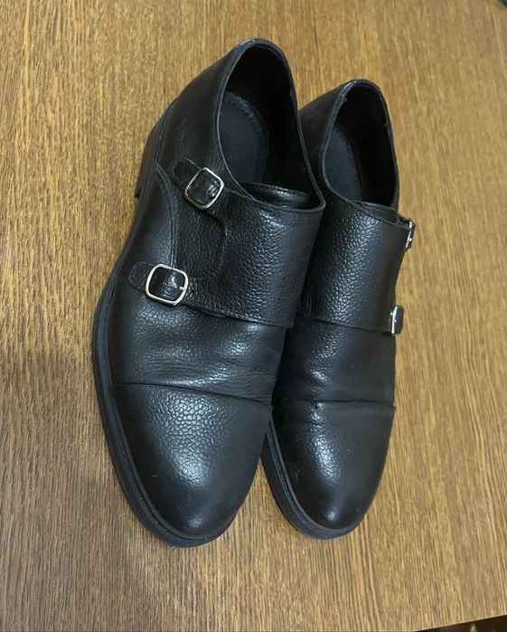 Туфлі-монки шкіряні чорні Selected/Homme