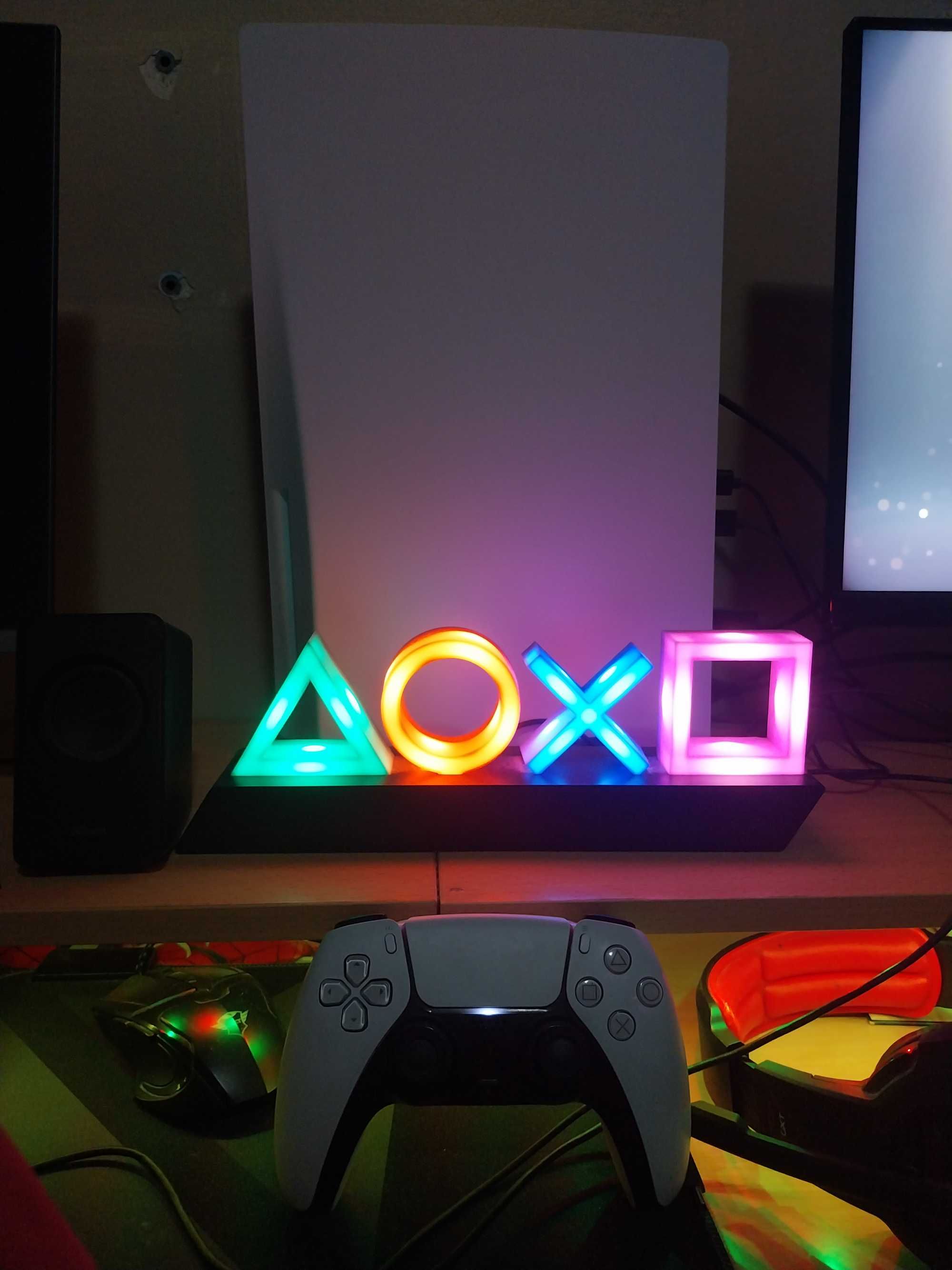 Ps5 c/ comando, suporte e led da ps5