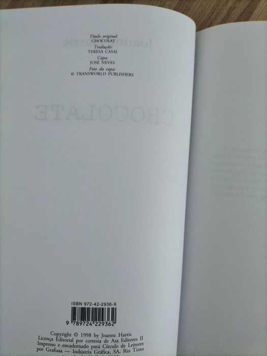 Livro - Chocolate de Joanne Harris
