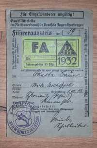 III Rzesza stary dokument Hitlerjugend, antyk przedwojenne niemieckie