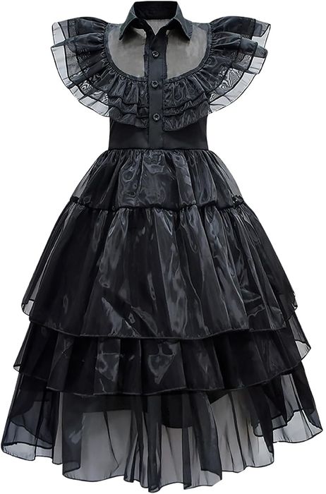 Czarna Sukienka Wednesday Addams dla Dziewczynek 150Cm