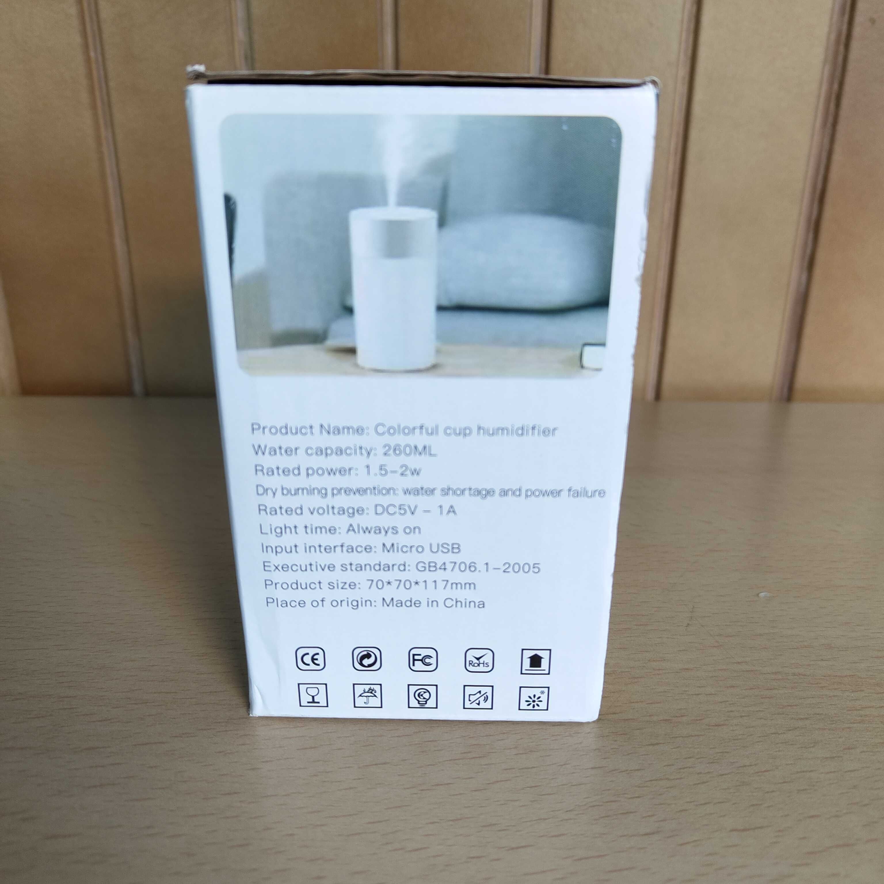 Mini Humidificador 260ML Aromaterapia Difusor Luz Led