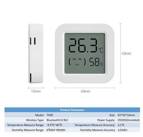 Termometr, czujnik temperatury i wilgotności Tuya Mini LCD - Bluetooth
