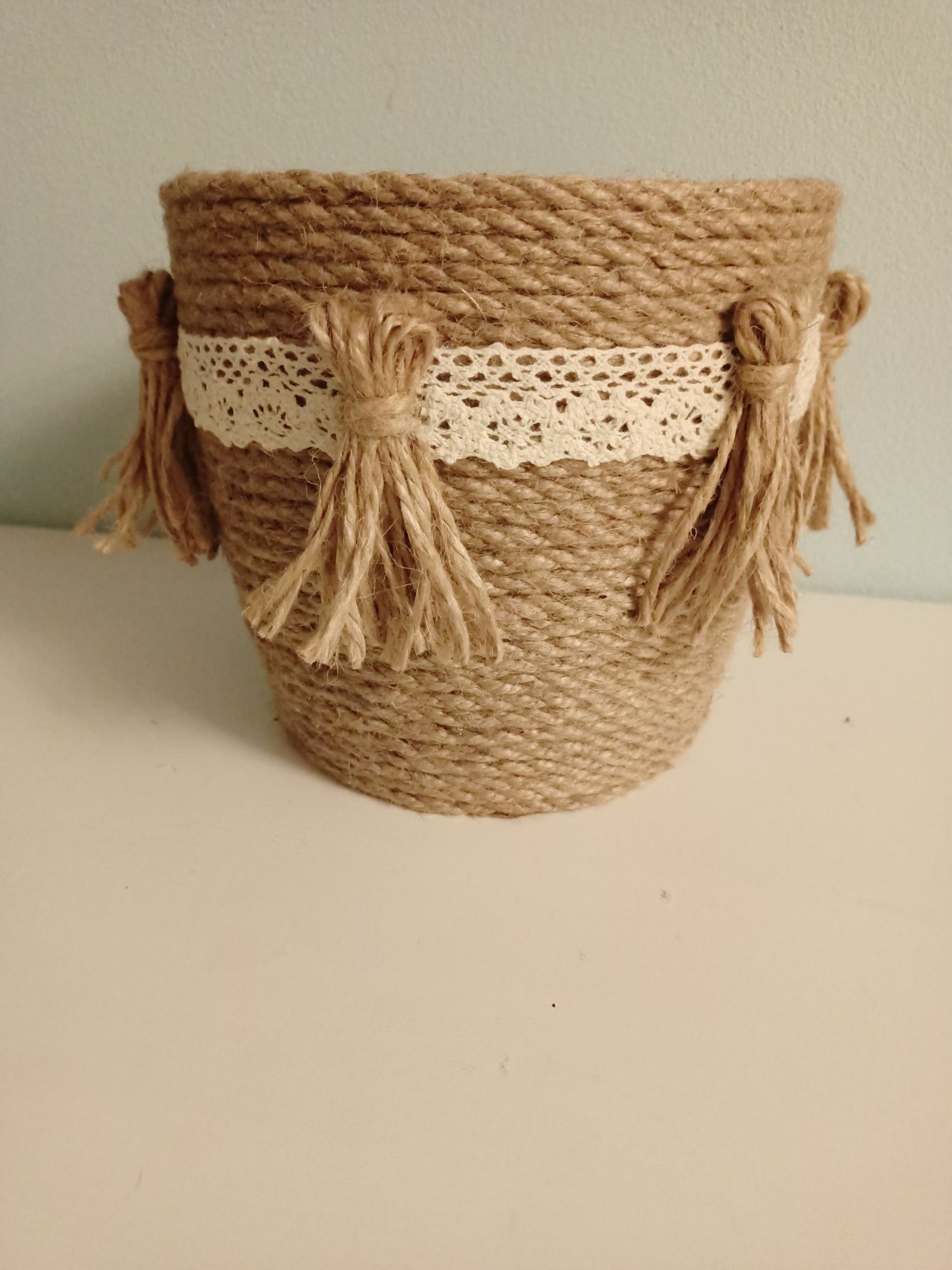 Doniczka osłonka 2w1 w stylu Boho. Średnica 17 cm