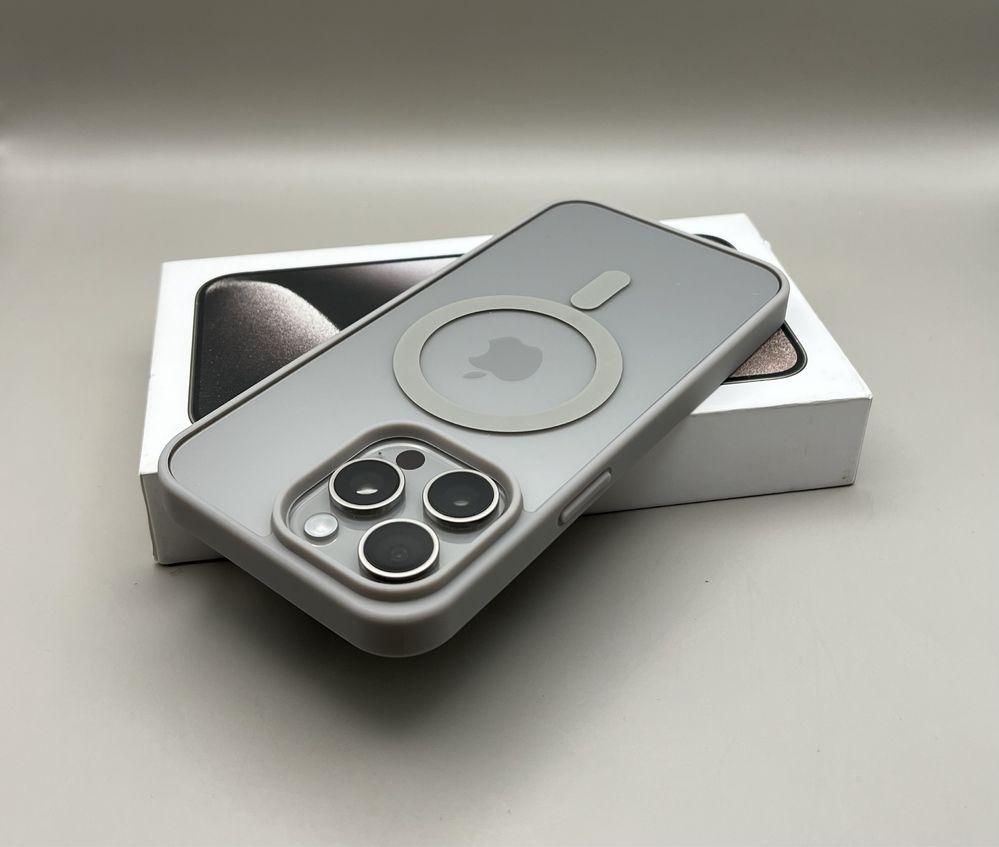 Чехол iPhone 15 Pro natural titanium MagSafe, 14 pro grey, не желтеет