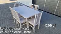 Nowe: Stół 80x140/180 + 6 krzeseł, KASZMIR + LATTE, dostawa PL