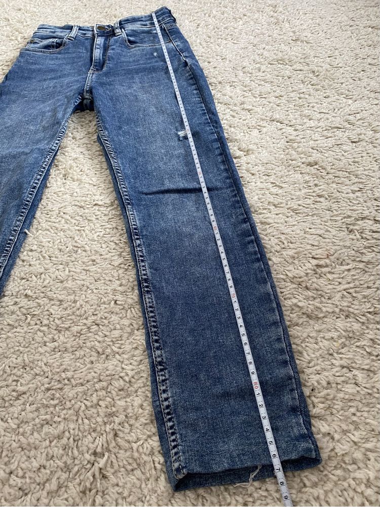 Granatowe dżinsy jeansy skinny z dziurami Pull&Bear rozm XS 34