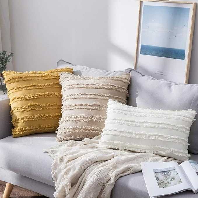 MIULEE Dekoracyjne Poszewki Boho 40x40 cm, 2 Sztuki Beż
