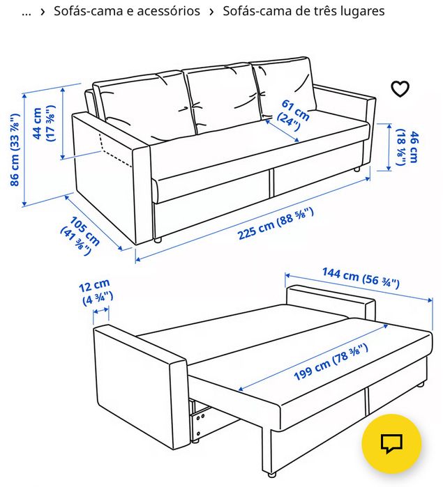 Sofa cama chumbo ikea