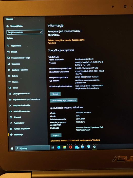 Asus Zenbook UX305CA SSD 256GB 8GB FHD uszkodzona klawiatura