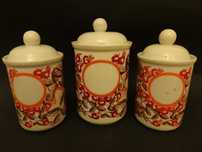Bogucice, trzy porcelanowe pojemniki na przyprawy, PRL, vintage, retro