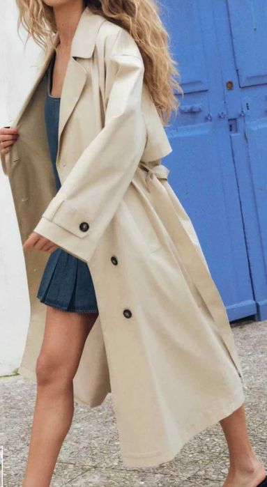 Śliczny płaszcz trencz przejściowy nowy Zara prochowiec z paskiem