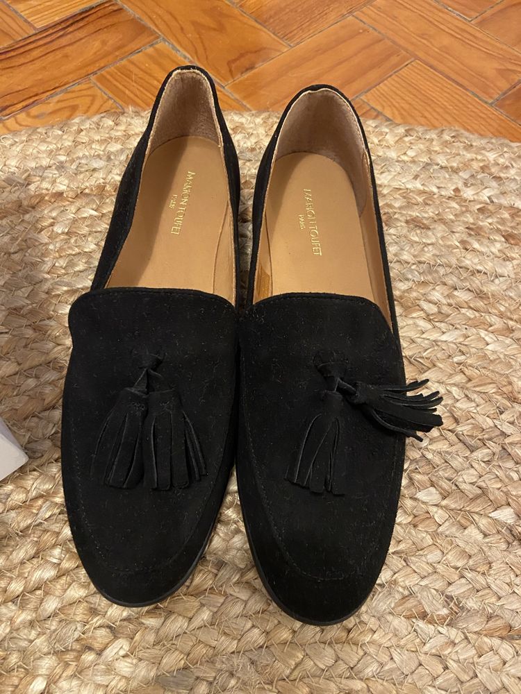 Sapatos loafers pretos de camurça - Marion Toufet