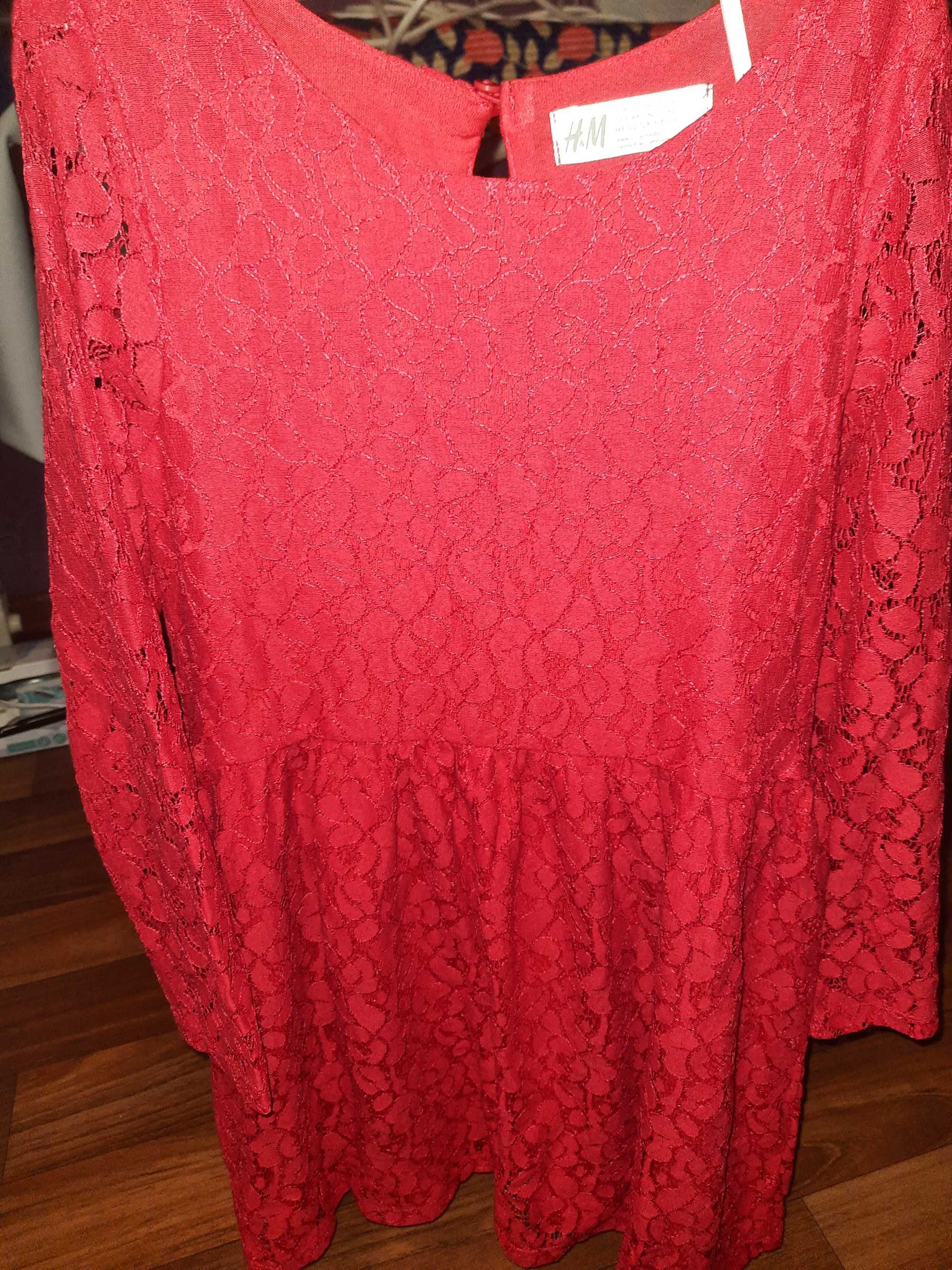 Платье гипюровое красное H&M 122-128