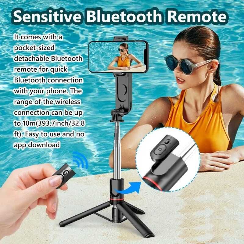 Mini statyw INRAM-L15 Selfie Stick składany ze światłem , Bluetooth